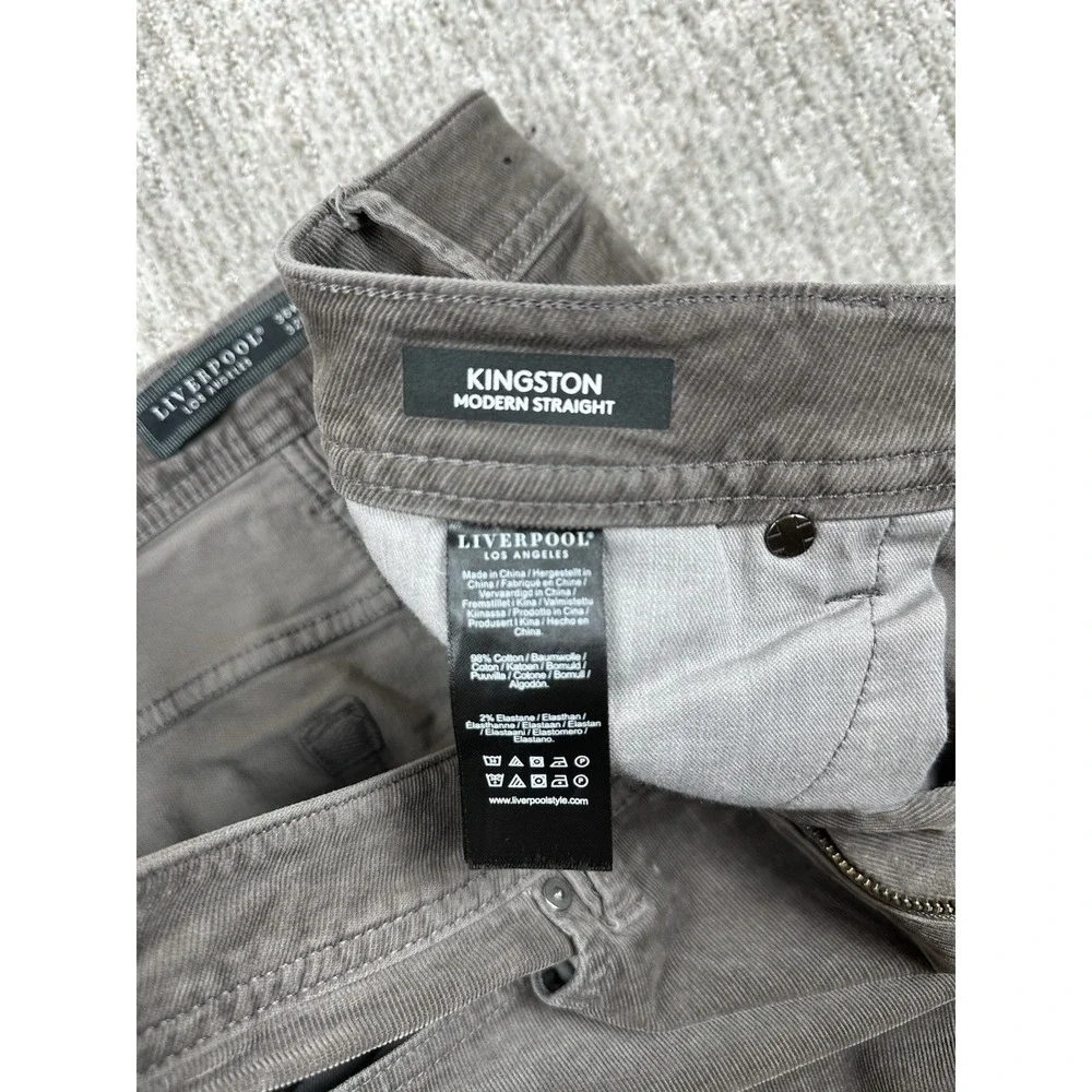 Liverpool Kingston Modern Straight Corduroy Pants Men 36x32 Brown Stretch Chino